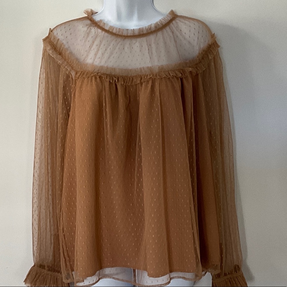 J. Crew Sheer Tan Blouse